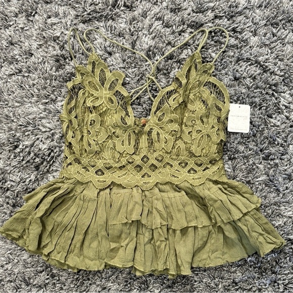Free People Olive Green Lace Camisole size small - Picture 4 of 11